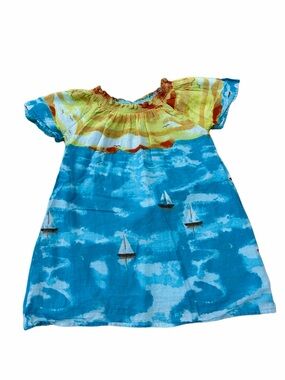 Pink Chicken Size 4 Years Sailboat Sunset Ocean All Over Graphic Summer Dress